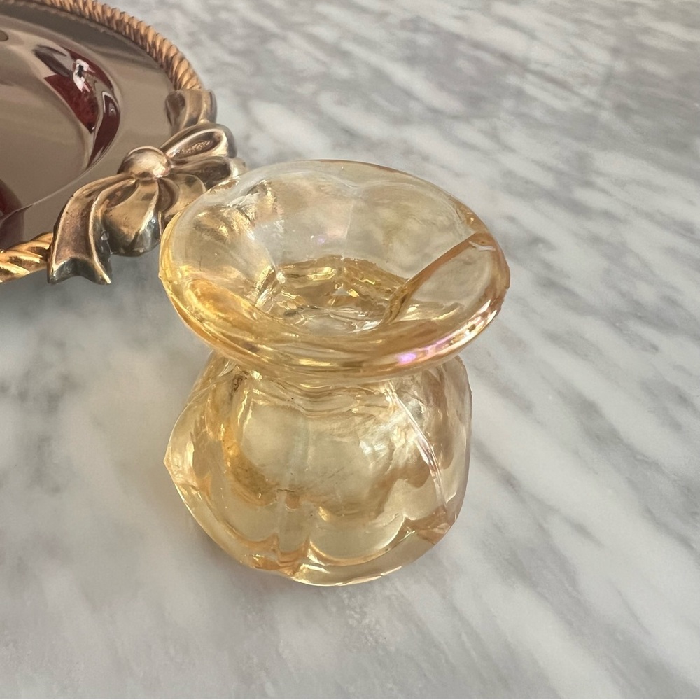Vintage Yellow Glass Salt Cellar - 2” - Picture 2 of 7